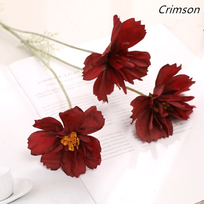 Gerbera kosmos konstgjorda blommor sidenbröllop bröllopsarrangemang tillbehör fest heminredning bord vas torkade växter