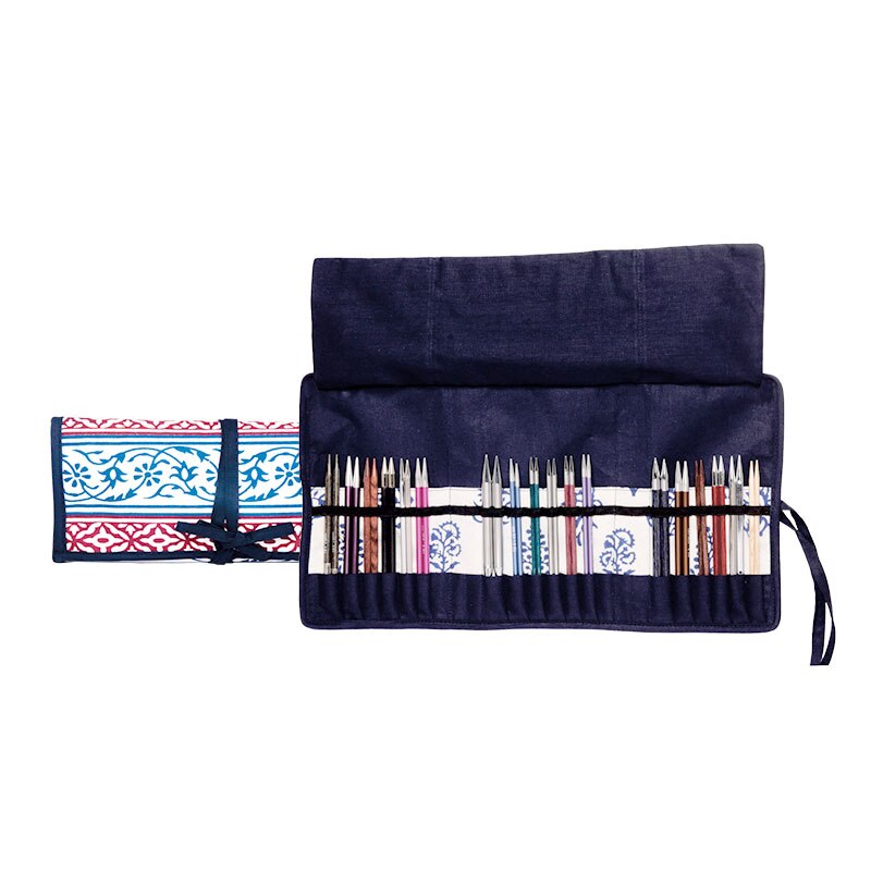 Knitpro blue navy stickpinne för fem typer förvaring: Interchageable fall