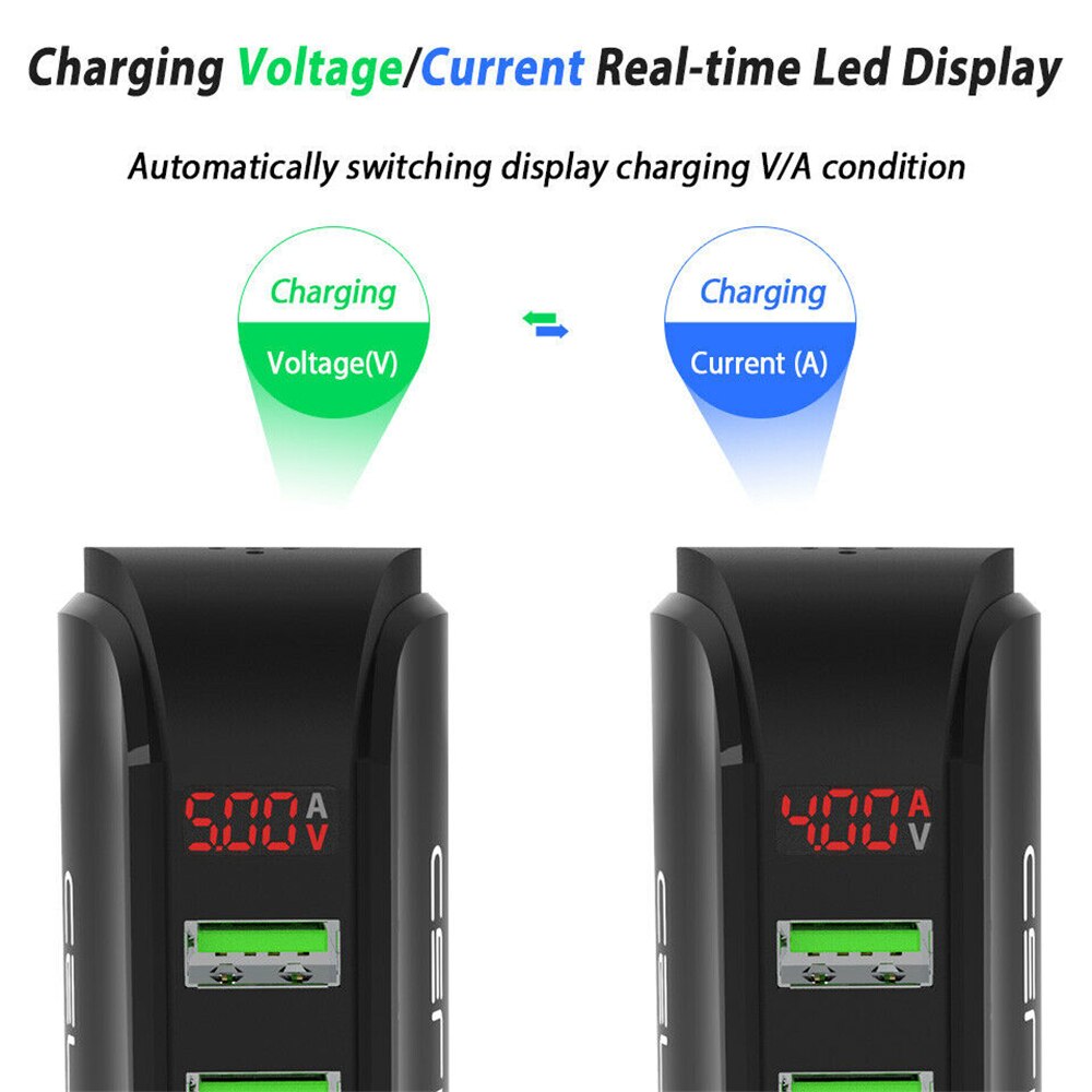 5 portas usb carregador hub display led multi usb estação de carregamento doca universal do telefone móvel desktop parede casa reino unido da ue plugue