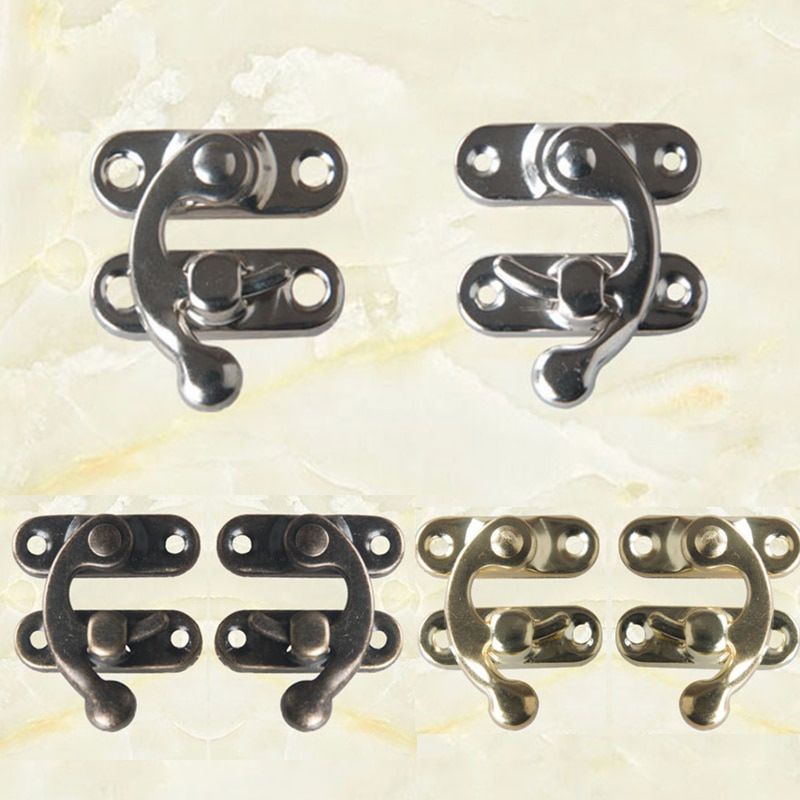 5 stk/parti horn låse med skruer antikke dekorative hasper møbler hardware lille metal lås smykkeskrin hængelås