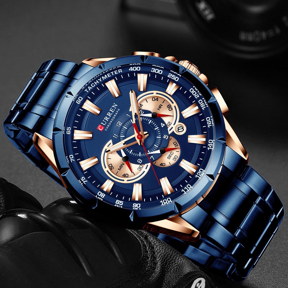 Curren herenhorloges topmerk luxe chronograaf quartz herenhorloge waterdicht sportpolshorloge heren roestvrijstalen mannelijke klok