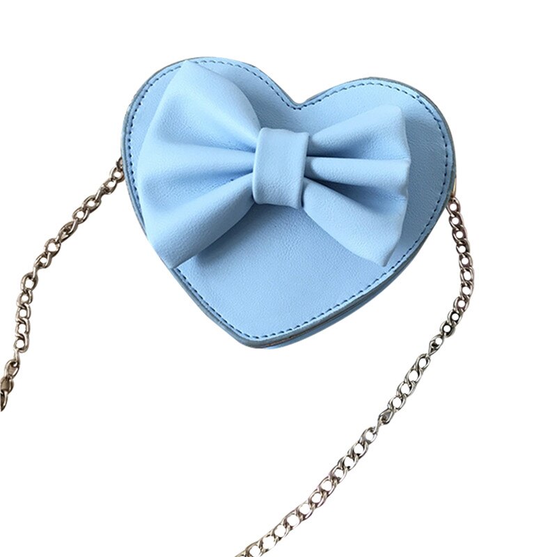 freundlicher Mädchen Nette Bowknot Herz bilden Reißverschluss Schulter Tasche Geldbörsen Stilvolle Pu Leder Mini Umhängetasche für freundlicher: Himmel Blau