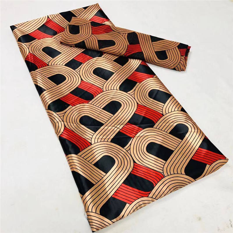 Imitated Satin Silk Wax Materials Soft Nigerian Silk Chiffon Fabric African Fabric Ankara Wax Prints Fabric 4+2 yards: 7