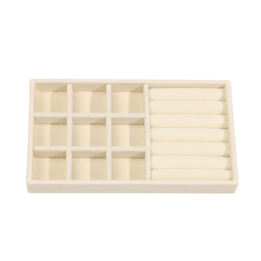 Stackable Velvet Jewelry Storage Box Velvet Necklace Display Tray Bracelet Earring Organizers Ring Bracelet Necklace: Clear