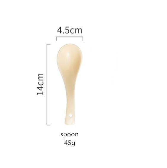 Green And Beige Matte Ceramic Steak Food Plate Nordic Style Tableware Bowl Ins Dinner Dish High End Porcelain Dinnerware: b spoon