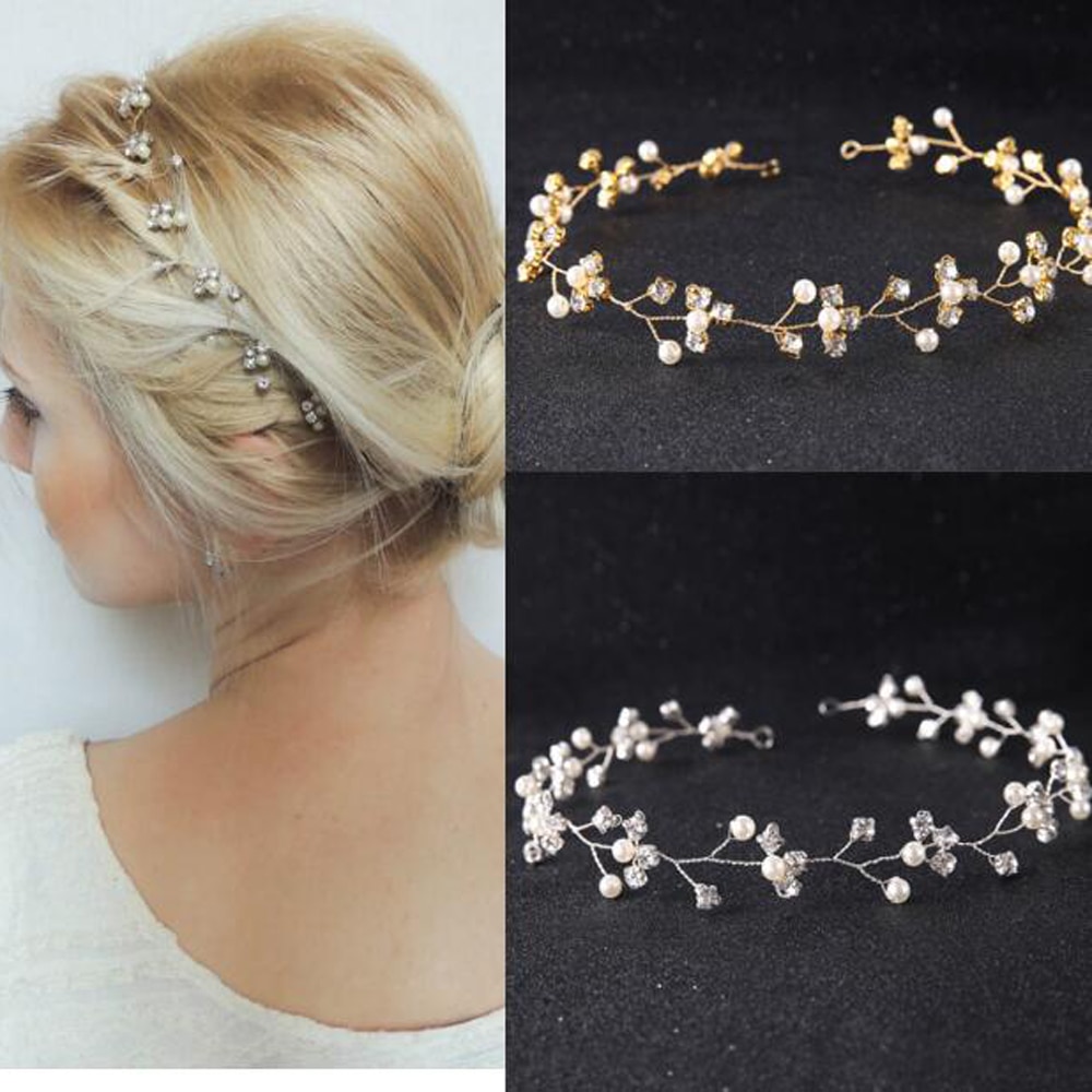 Bandeau diadème de mariage avec strass en argent et or, accessoires pour cheveux, bijoux de mariée