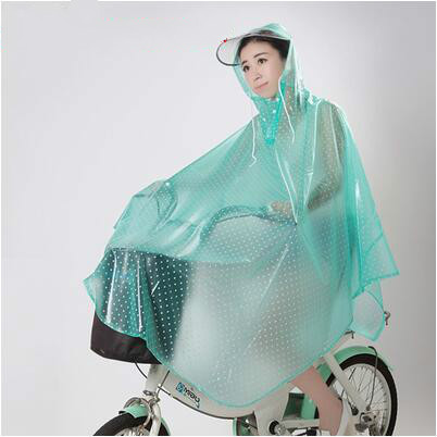 Gennemsigtig regnfrakke cykelregnbetræk vandtæt cykelregnkapper pvc regnfrakker: Grøn