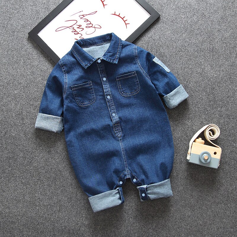 Diimuu Baby Kinderen Jongens Kleding Rompertjes Peuter Kids Overalls Denim Broek Casual Jumpsuits Lange Mouw Mode Broek: 3-6 Months