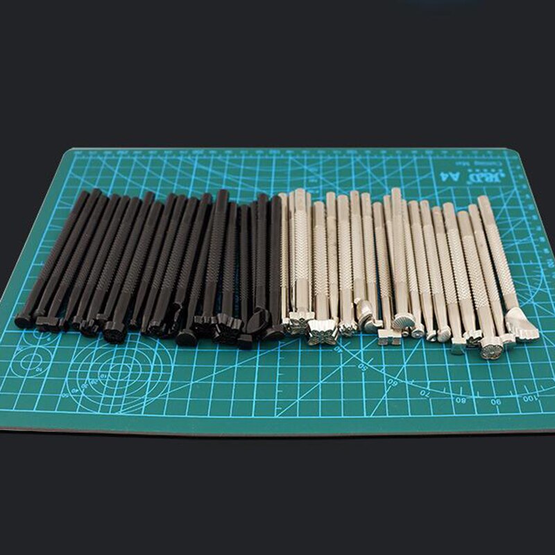 20 pz/impostato di Cuoio Intagliare Strumento di Stampa impostato Fatti A Mano Lavorazione Della Pelle FAI DA TE Arte di Produzione di Cuoio Strumento Pratico