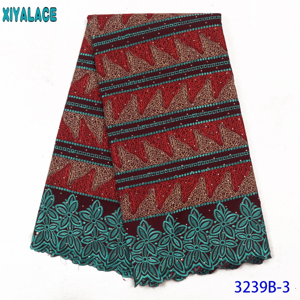 African Dry Cotton Lace Fabrics Embroidery Lace Swiss Voile Lace Stone Swiss Voile Lace In Switzerland KS3239B: picture 3