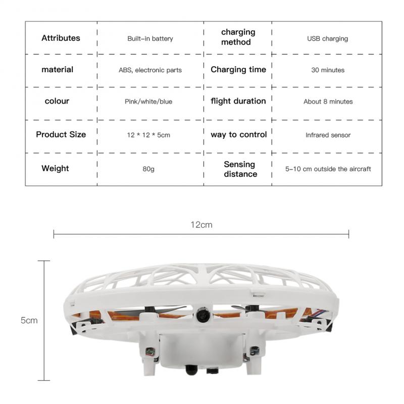 Mini hélicoptère UFO jouet soucoupe volante Mini Drone avec LED lumières Drone infrarouge Induction main contrôle led pour d'anniversaire