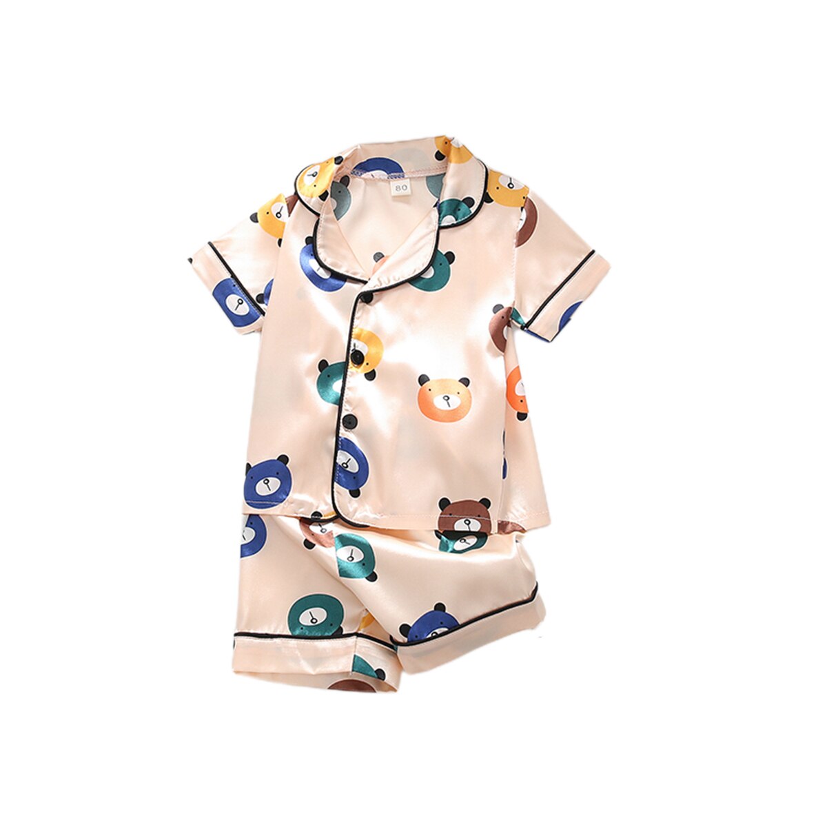 Kids Baby Jongens Meisjes Korte Mouwen Korte Broek Pyjama Set Zomer Cartoon Beer Boom Patroon Thuis Kleding Pak: Roze / 3 to 4T