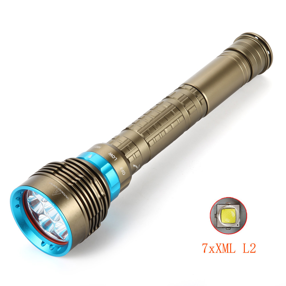 7x XM-L2 LED Hoge lumen Waterdichte Zaklamp Duiken Onderwater Waterdichte Submarine Light Lamp Zaklamp Fakkel