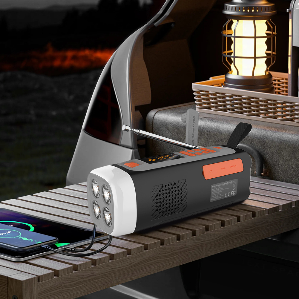 eppfun Emergency FM DAB BT Radio Multifunction Portable Solar Hand Crank Radio with Flashlight Solar SOS Outdoor Camping