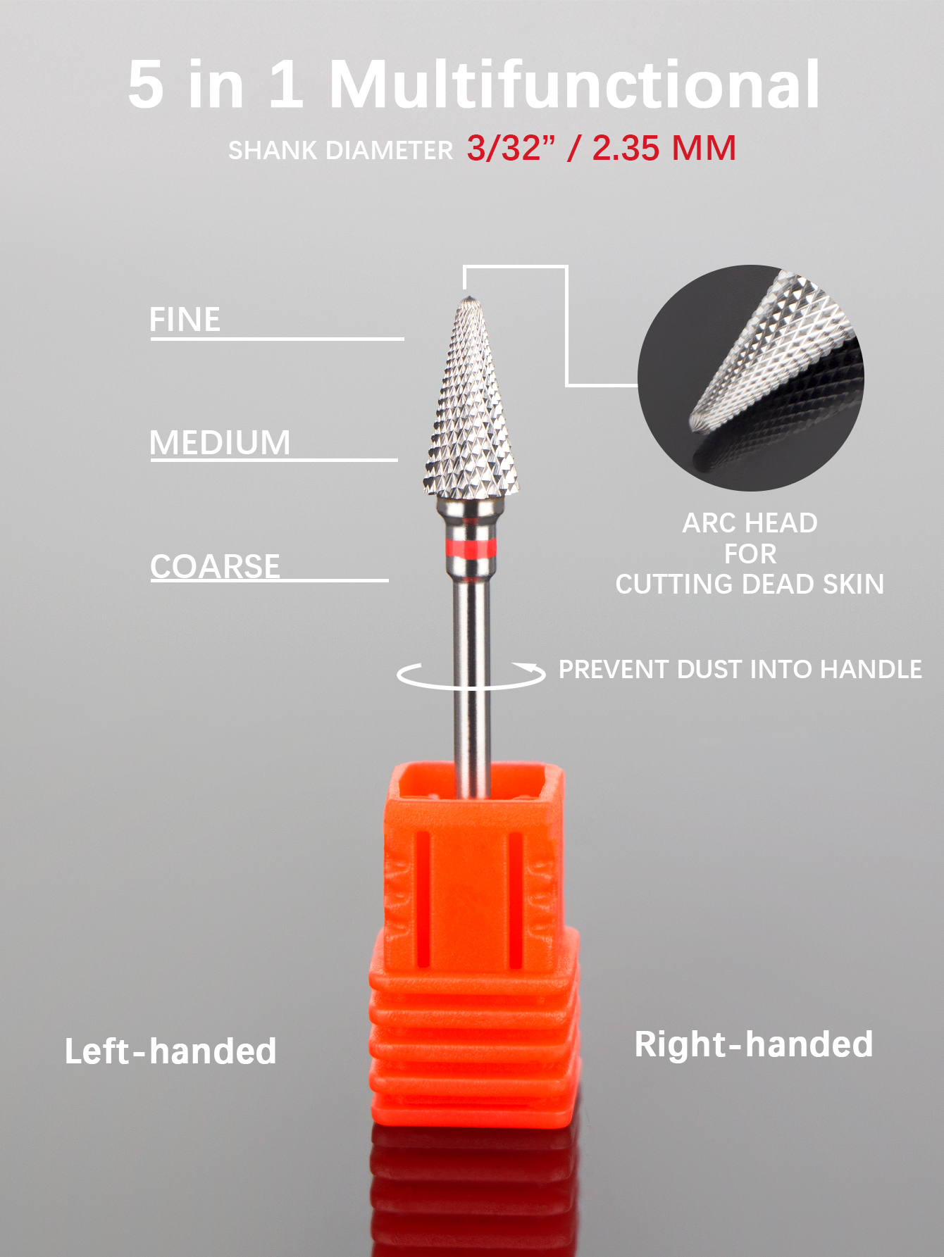 1 Uds. Broca para uñas con forma de cono, fresa de carburo de 3/32 "para gel de uñas, herramienta de accesorios de taladro eléctrico para quitar rebabas rotativas