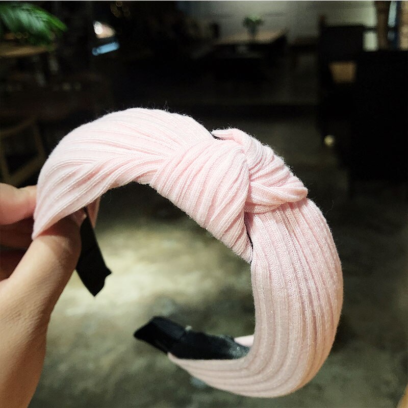 Kvinnor bomull solid rosett knut hårband pannband hårband prydnad huvudbonader hårhållare dam håraccessoarer: Rosa