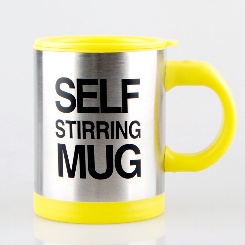 400ML Edelstahl Selbst Rühren Becher Mischen Kaffee Tee Tasse Automatische Elektrische Faul Kaffee Milch Mischen Auto Rühren Becher mit Deckel: Gelb