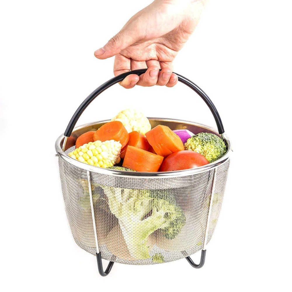 Steamer Basket for Instant Pot 6Qt Stainless Steel Mesh Steamer with Silicone Handle Kitchen Accessories for Steaming Vegetable