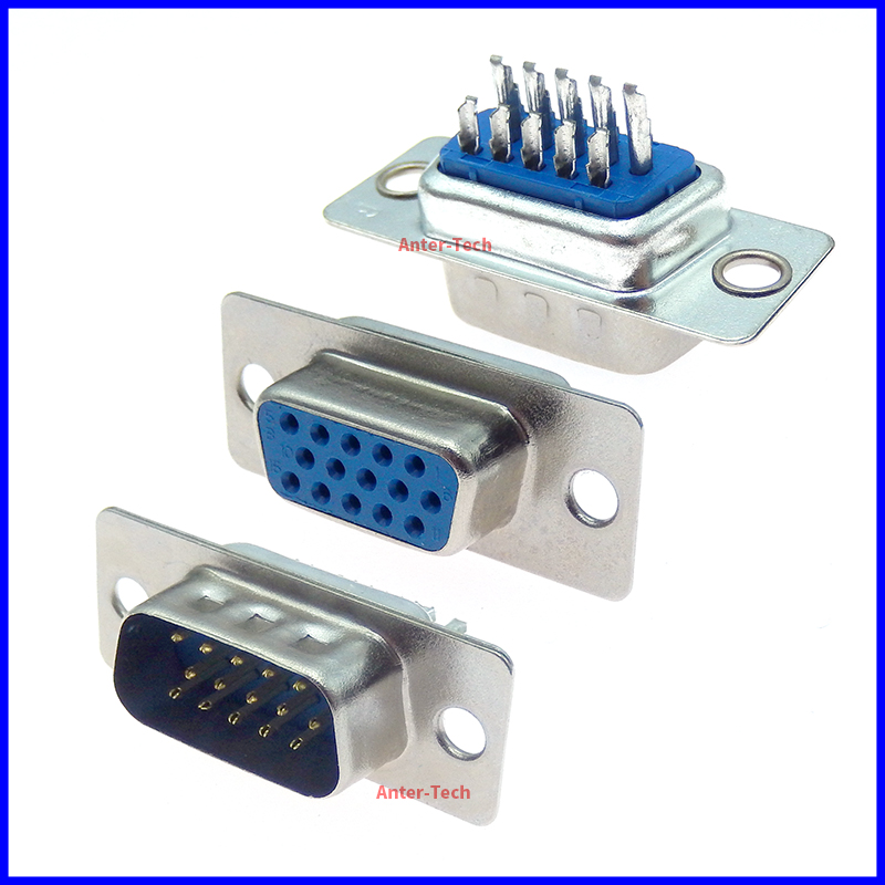 5Pcs D-SUB DB15 15 Broches Femelle Mâle VGA Prise Connecteur Adaptateur 3 NucleoSolder Type Mâle Femelle Plug Socket convertisseur
