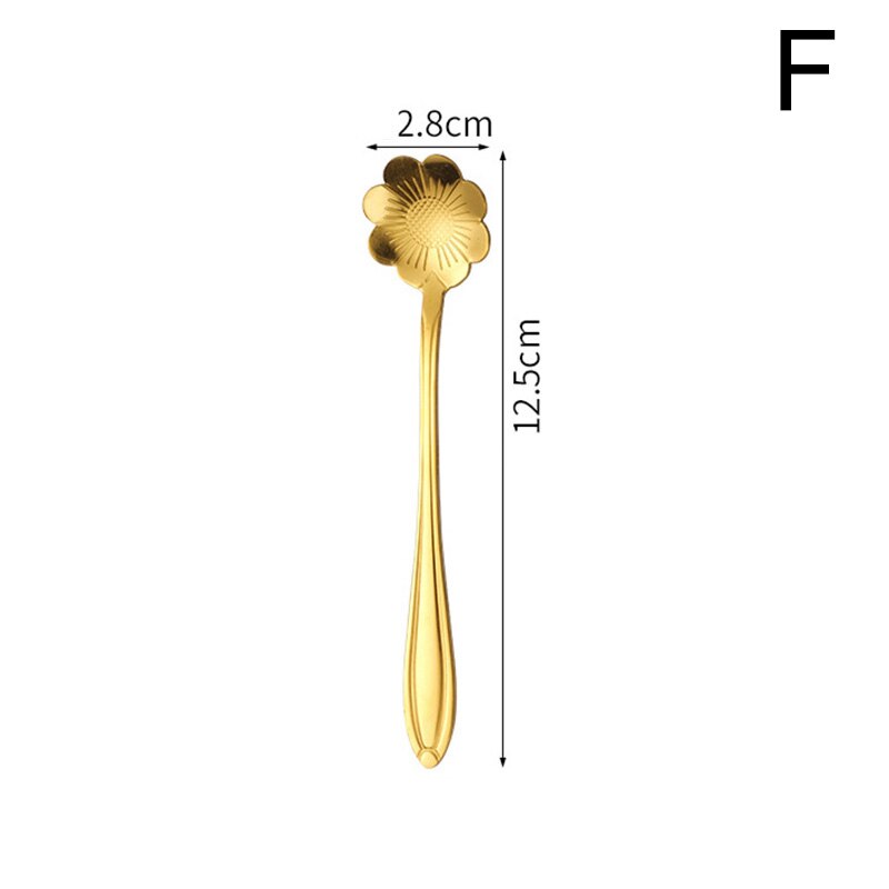 Tee Kaffee Mischen Löffel Gold Löffel Nachtisch Kirschblüzehn Edelstahl Jahrgang Teelöffel Trinken Küche Geschirr Besteck: F