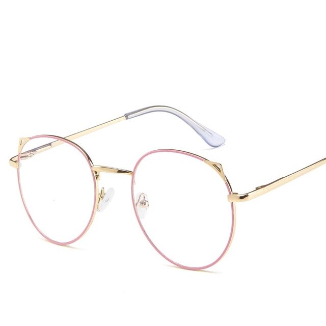 Computer Glasses Anti Blue Light Gaming Glasses Retro Round Circle Metal Glasses Frame Can Be Equipped With Other Glasses: Gold Pink
