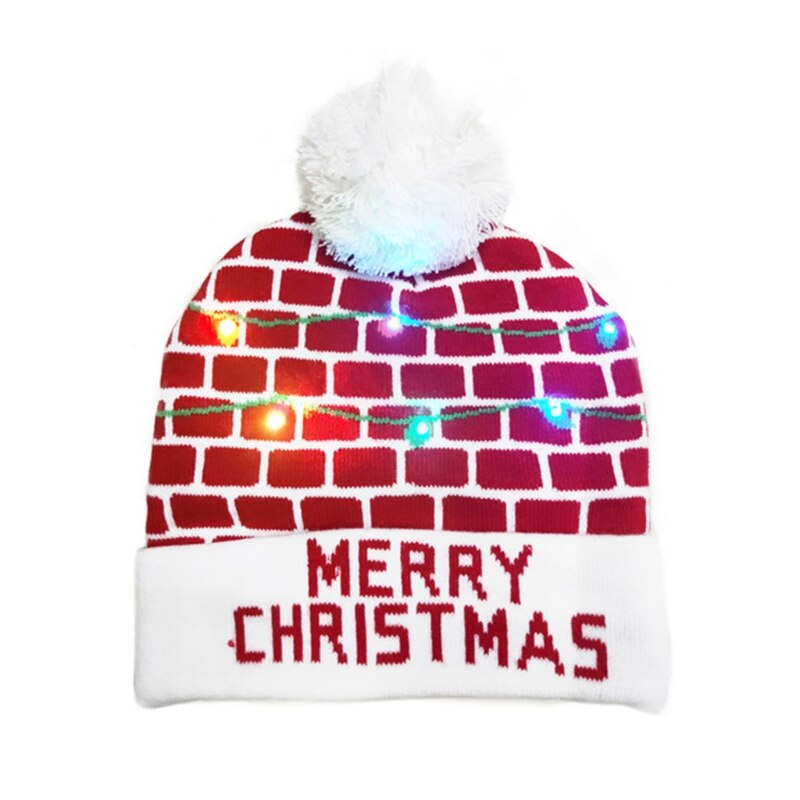 Gorro de lana de punto con luz LED de Navidad gorro de calavera destellante de Reno para de árbol DXAE: 1