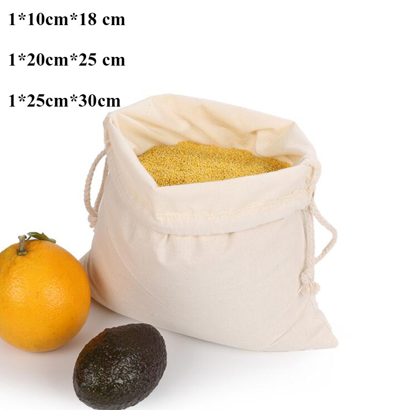 Genanvendelige indkøbsposer 100%  bomuldsgrøntsagsfrugter opbevaringsposer 12 stk mesh indkøbsposer til indkøbsprodukter til kvinder vaskbare poser: 3 bomuld