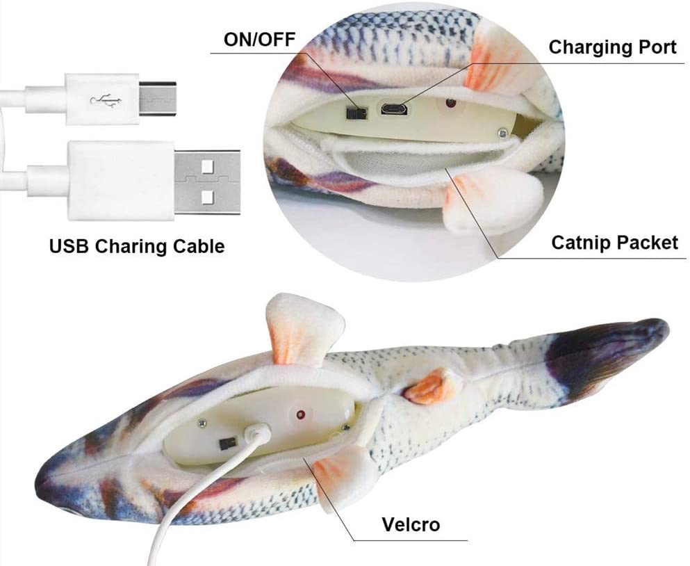 Elektrisk skaka svanssimulering fisk husdjur katt underhållande leksak usb uppladdningsbar *