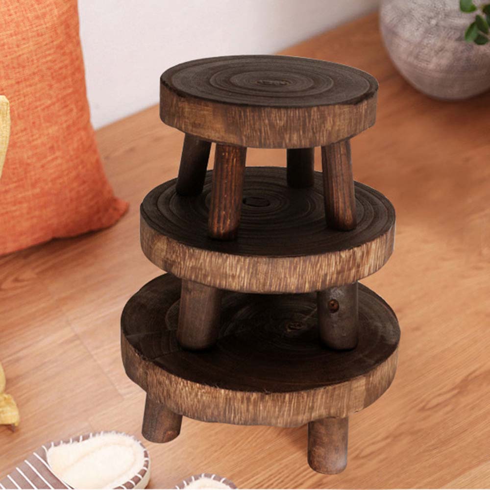 1 PCS Durable Plant Stand Shelf Wooden Stool Succulent Pot Holder For Living Room