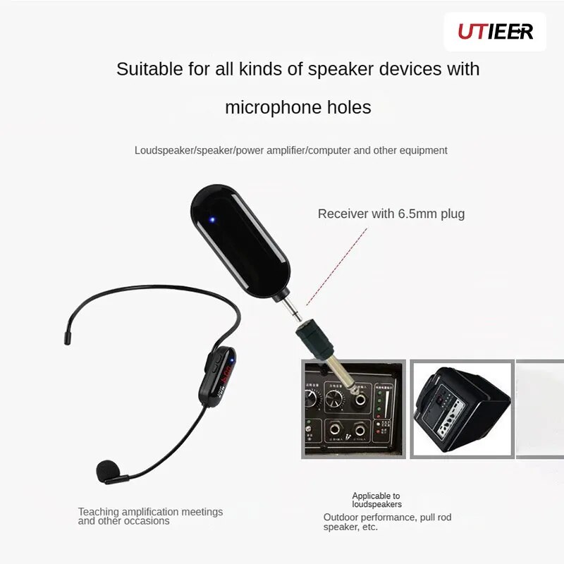 Uhf headset wireless mikrofon kleiner bienen verstärker lehrer verwenden unterricht mikrofon outdoor stage sound kopfhörer