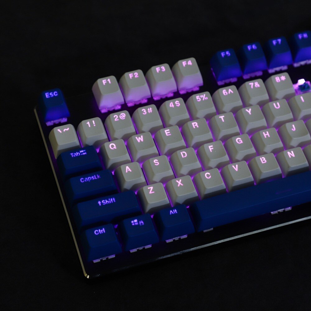 104 Key SA Profile Double Shot Shine Through Dolch PBT Ball Shape Keycaps Suitable For Standard MX Switches 104 87 61: Blue White
