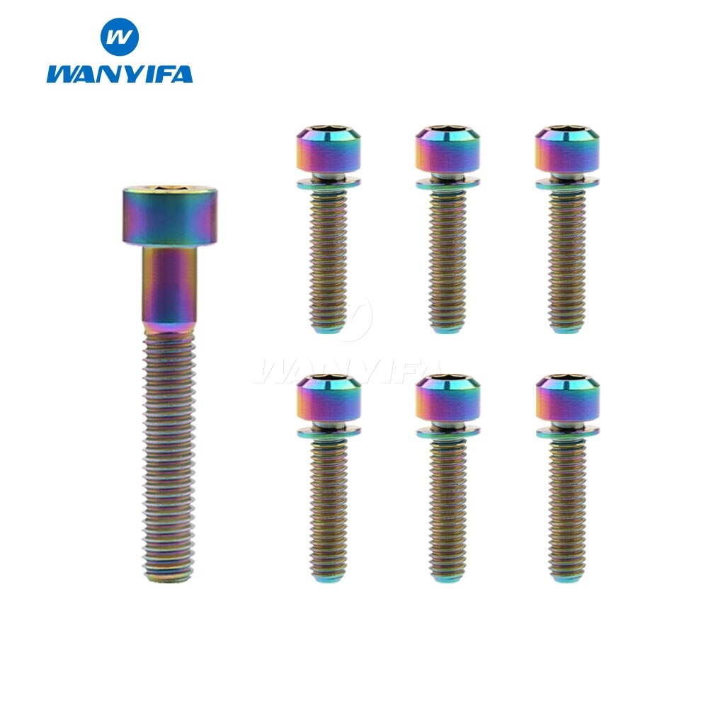 Wanyifa 6Pcs M6x16 18 20 25mm Titanium Bolt with Washers + 1Pcs M6x35mm Column Head Ti Titanium Screws Bolts