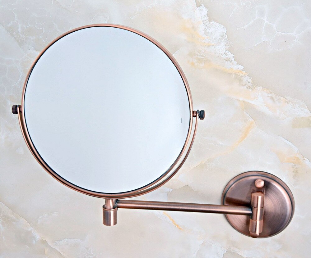 Antique Red Copper Brass Bathroom Shaving Beauty Makeup Magnify Mirror Dual Side Wall Mounted / Bathroom Accessory mba631