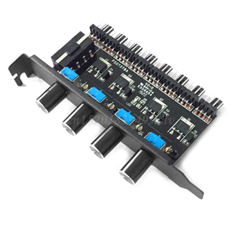 PC 8 Kanalen Fan Hub 4 Knop Cooling Fan Speed Controller voor CPU Case HDD VGA PWM Fan PCI Bracket 12V Fan Controle Voeding: 4PIN