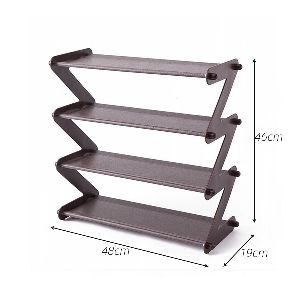 5 Layers Stackable Shoe Hanger Assembly Integrated Large Capacity Shoes Storage Rack PP Space Saving Safety Shoe Stand Organizer: coffee