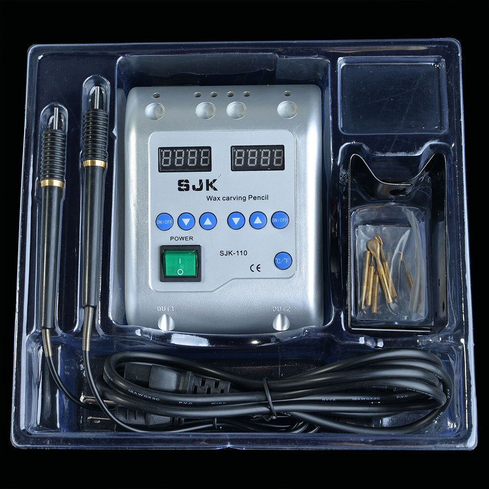 Cuchillo eléctrico para tallar cera, herramienta Dental para tallar, contiene 6 puntas de cera y 2 bolígrafos