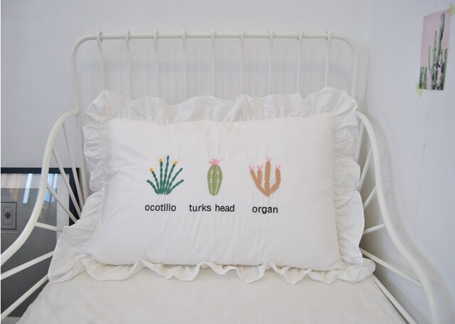 Enfants mignon 100% coton à volants taie d'oreiller solide blanc à volants taie d'oreiller européenne taie d'oreiller protecteur literie 48*74cm: 6