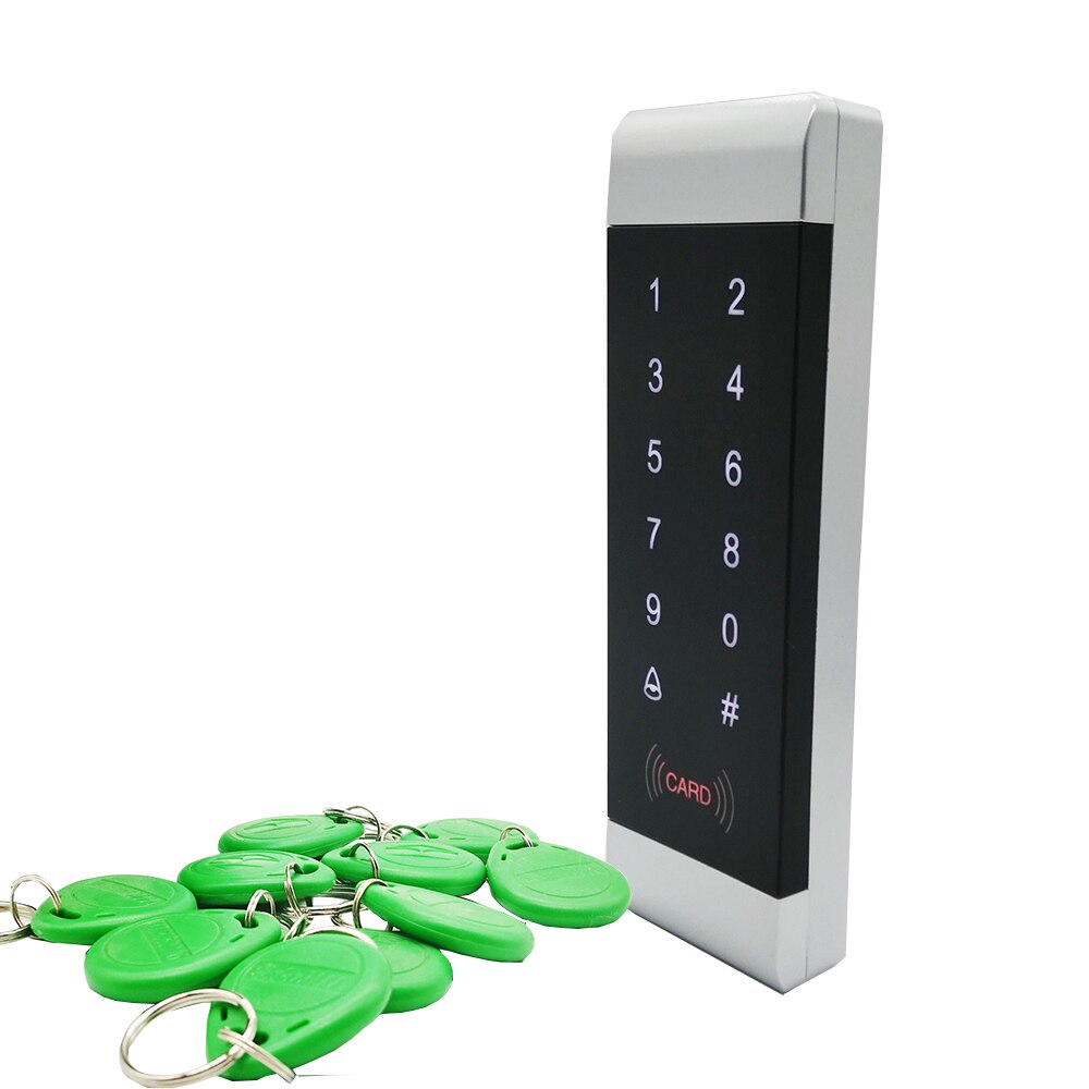 Touch Keypad Proximity 125khz RFID Card Door Lock Access Control System for Narrow Door Frame: Green Keyfobs