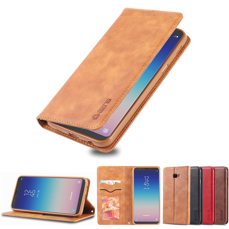 Flip Case Voor Samsung J4 Cover Samsung J4 Plus Case Leather Luxe Wallet Boek Voor Telefoon Case Samsung Galaxy J4 plus Cover