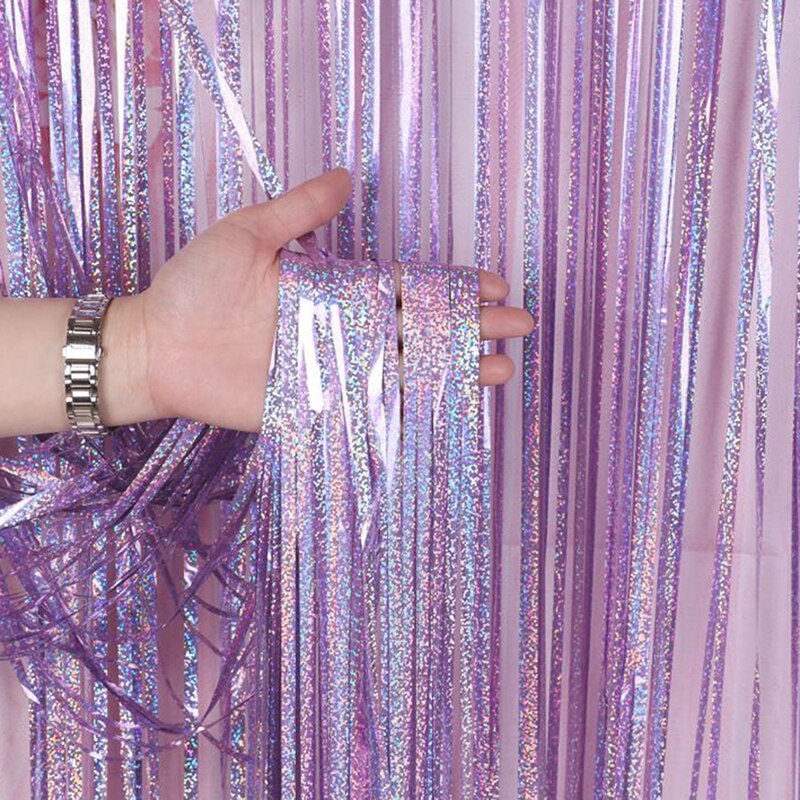 Feestachtergrondgordijnen glitter gouden linten franje folie gordijn verjaardag bruiloft volwassen jubileum muurdecoratie