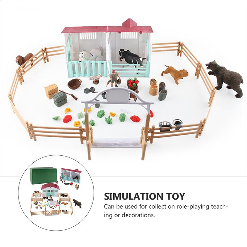 1 Set Farm Scene Model Toy Simulation House Model DIY Adornment Model Kids Toy Farm Scene Model