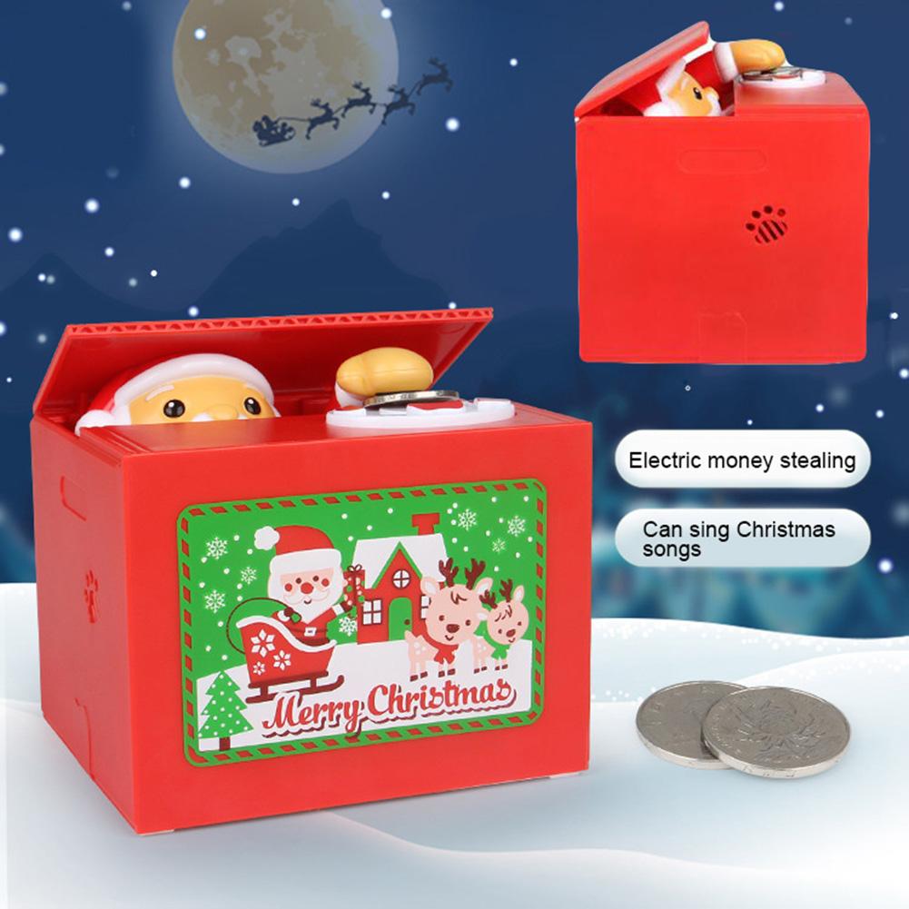 Funny Kids Spaarpot Speelgoed Kerstman Stealing Coin Money Saving Elektrische Spaarpot Speelgoed Xmas Met Muziek Bureau decor