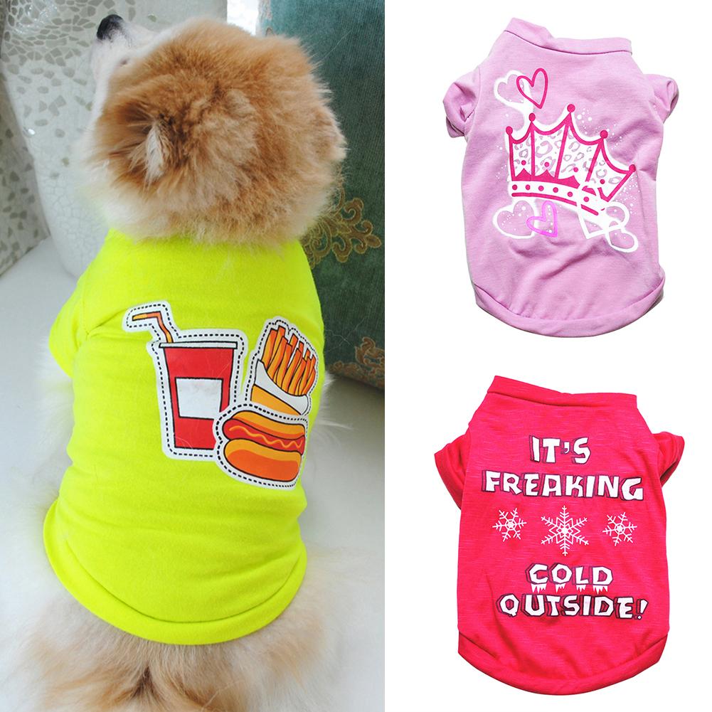 Hond Kleren Kleine Honden XS-L Chihuahua Kleding Kleding Huisdier Vest Puppy Hond Jas Prinses Gedrukt Katoenen T-shirt Huisdieren Kleding