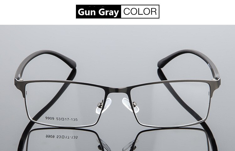 montura para gafas de hombre friki prescripción óptica por ordenador miopía lente transparente montura para gafas de hombre 9909: Gun Gray