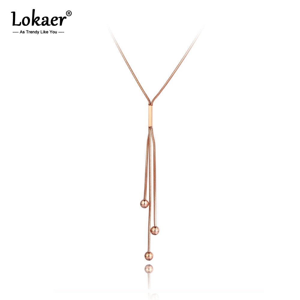 Lokaer Original Titan Stahl Runde Ball Charme Anhänger Halskette Schmuck modisch Rose Gold Kette Halskette Für Frauen N20111