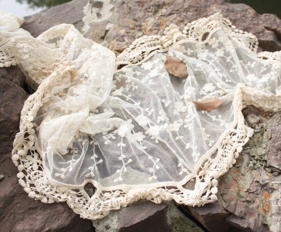 Gothic lace bloemen borduren lolita prinses zoete reizen kwastje foto sjaal vrouwelijke