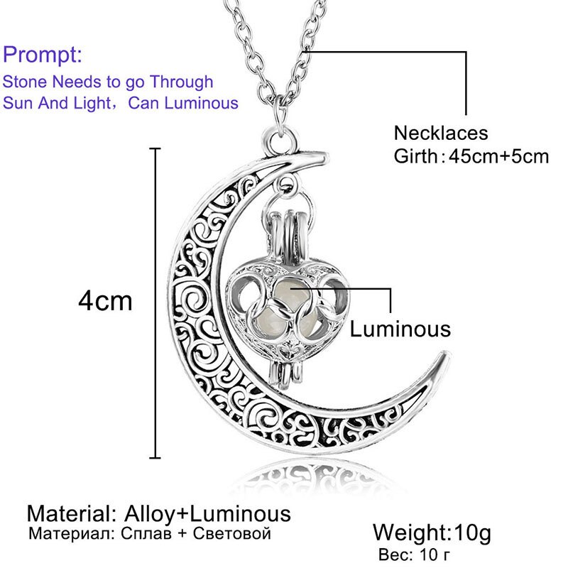 Neue Schmuck Mond Anhänger Halsketten Halloween Charme Kette Anhänger Halskette Nachtleuchtende Für Frauen Weibliche Legierung