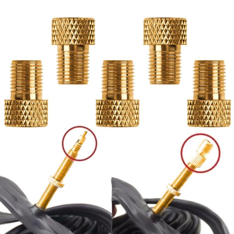 5 st/set cykel pump däck koppar presta till schrader adaptrar cykel pump däck luftinflator ventil till schrader ventil kopplingar