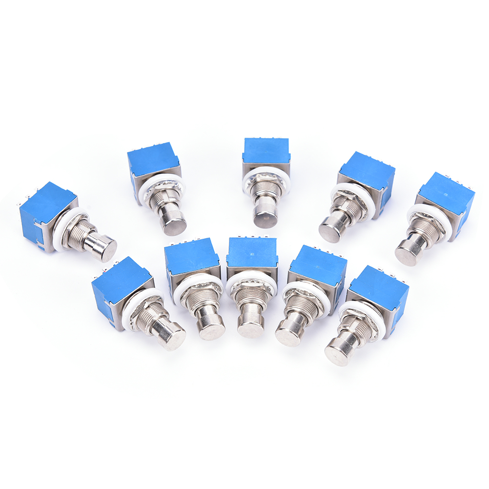 10Pcs 9-pin 3PDT Guitar Effects Pedal Box Stomp Foot Metal Switch True Bypass