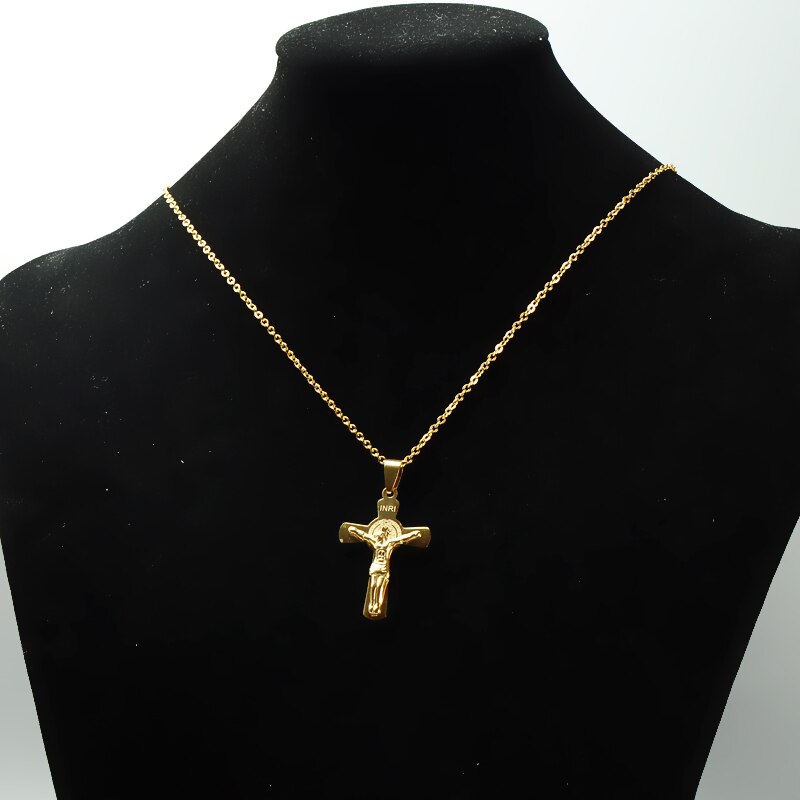 316L Stainless Steel INRI Jesus Cross Crucifix Pendant Necklace For Men Women Religious Jewelry